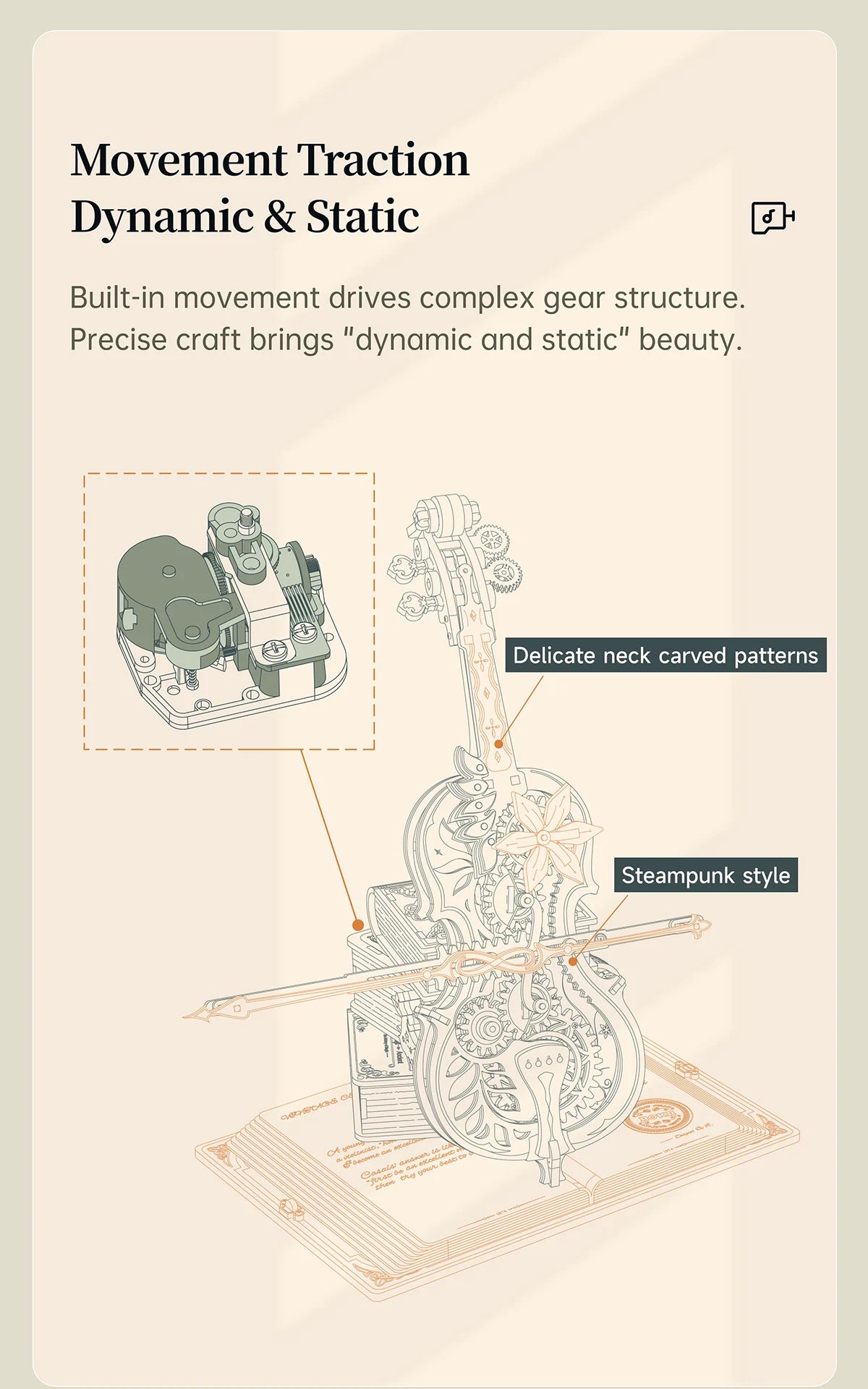 The Magical Cello, Mechanical Music Box, 3D Wooden Puzzle
