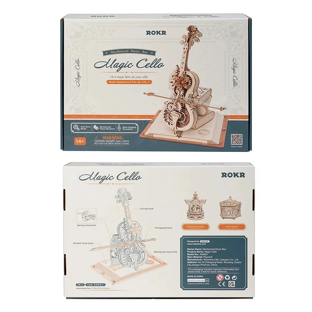 The Magical Cello, Mechanical Music Box, 3D Wooden Puzzle