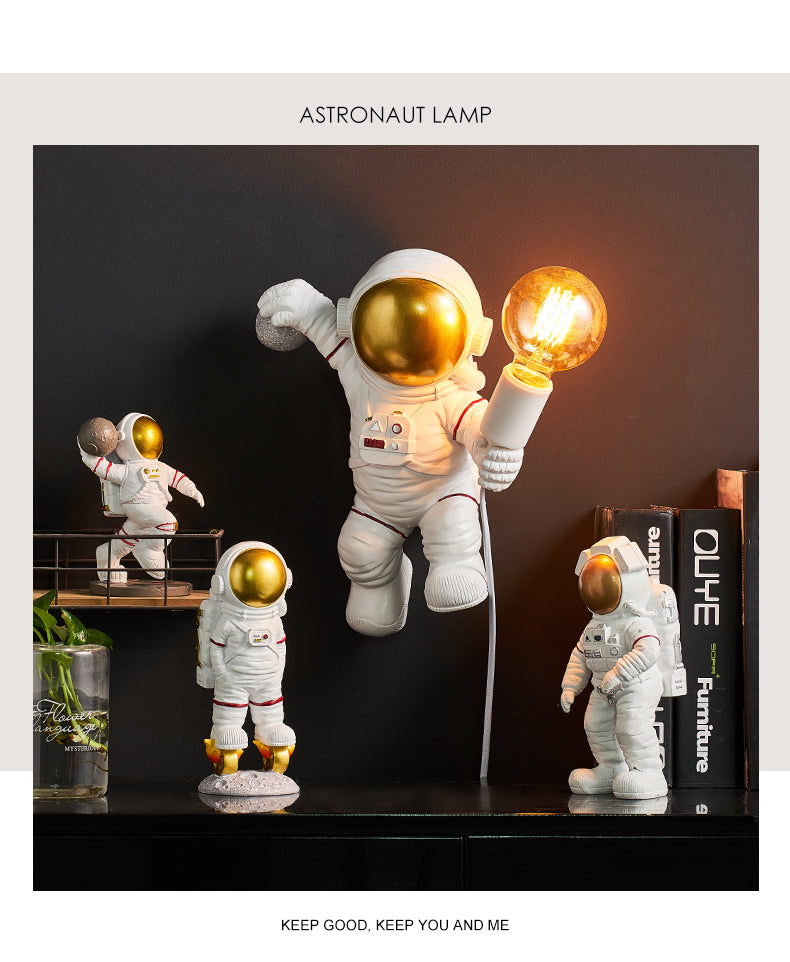 Creative Astronaut Wall Lamp - Modern, Simple Living Room, Bedroom, Hanging Ornament, Resin, Crafts, Gift.