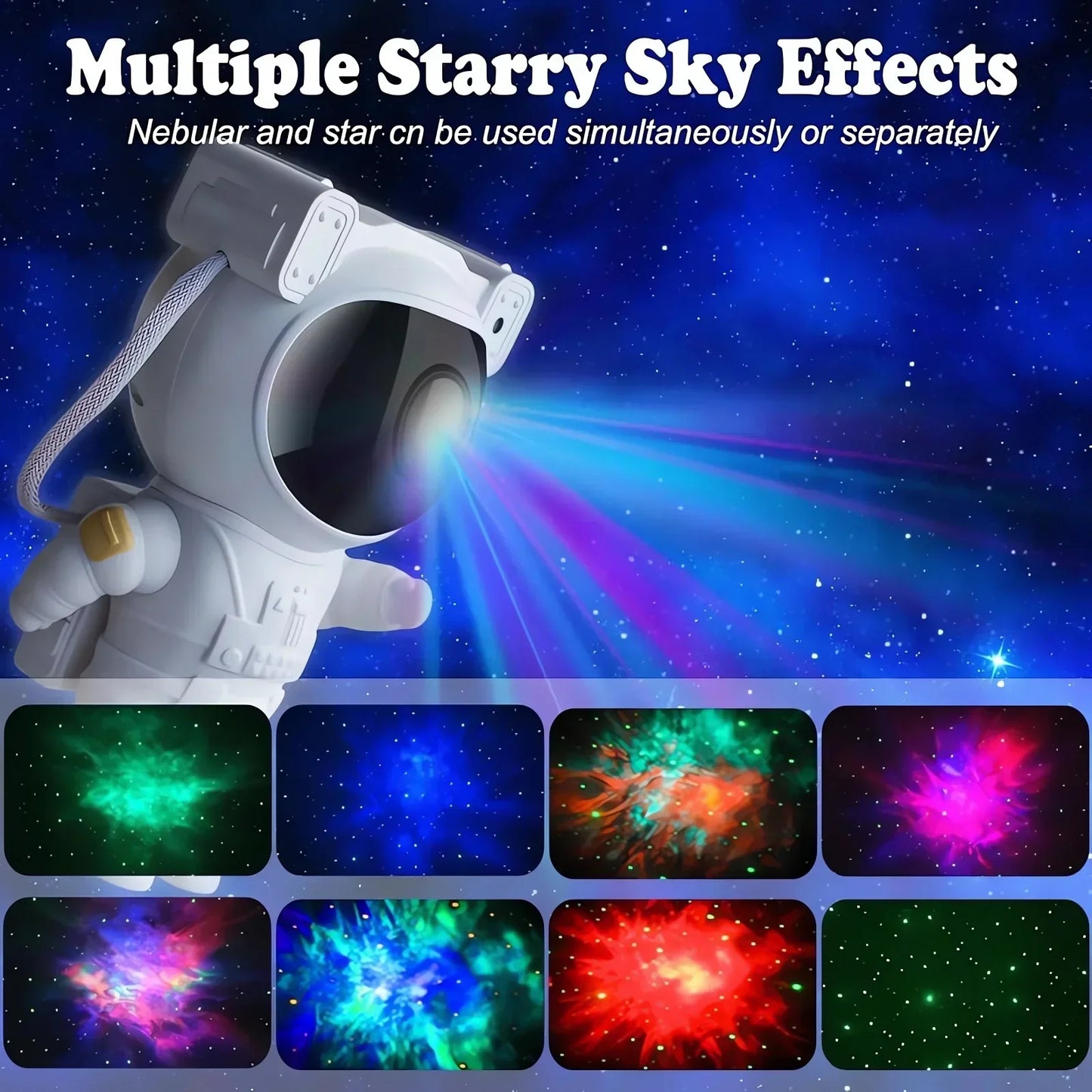 Astronaut Star Projector - Galaxy Night Light, Starry Nebula, Ceiling LED Lamp, Gift for Kids, Adults, for Bedroom, Birthdays.