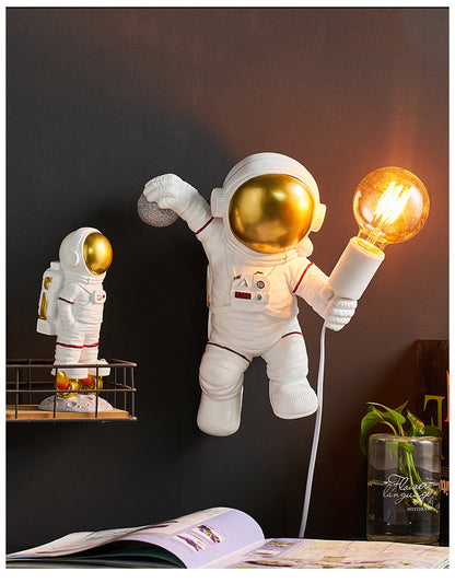 Creative Astronaut Wall Lamp - Modern, Simple Living Room, Bedroom, Hanging Ornament, Resin, Crafts, Gift.