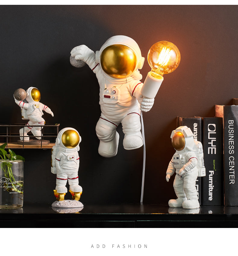 Creative Astronaut Wall Lamp - Modern, Simple Living Room, Bedroom, Hanging Ornament, Resin, Crafts, Gift.